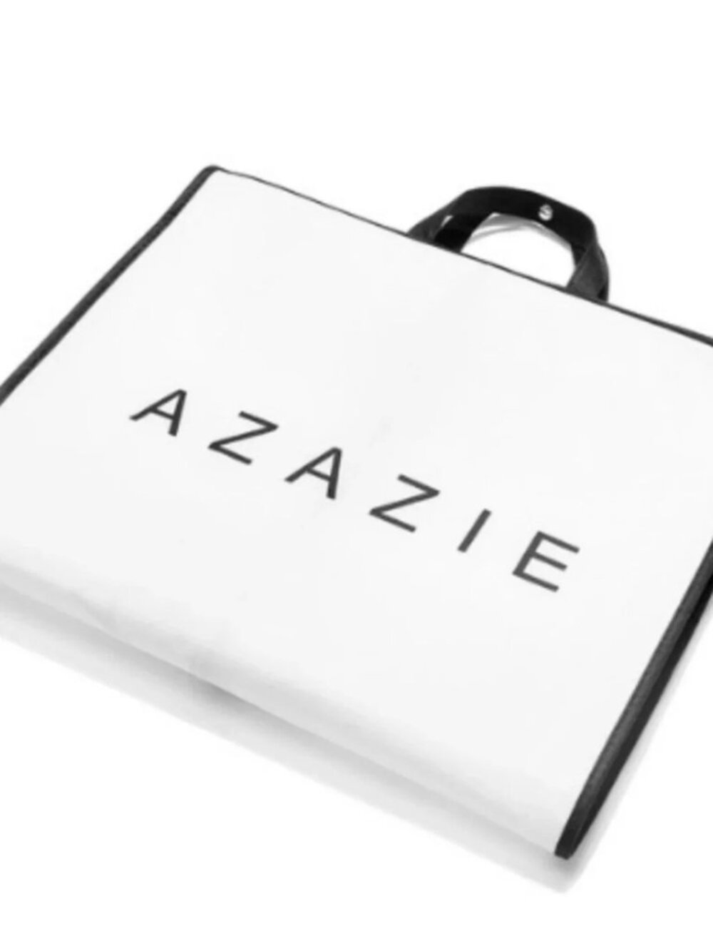 Azazie White Garment Bag with Black Trim